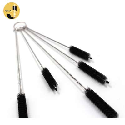 OEM Aluminum Handle Portable Drinking Straw Cleaning Brush, Nylon Straw Brush