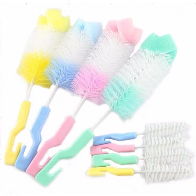 Style Optional Custom Natural Plastic Glass Nylon Sponge Baby Bottle Cleaning Brush Set