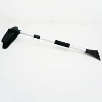 Telescopic soft bristle car snow scrapper and brush