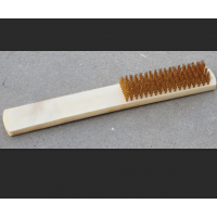 brass plated  wire brush with wooden handle